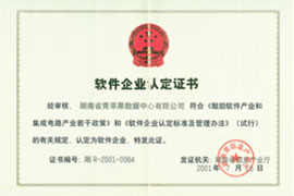 软件企业认定证书